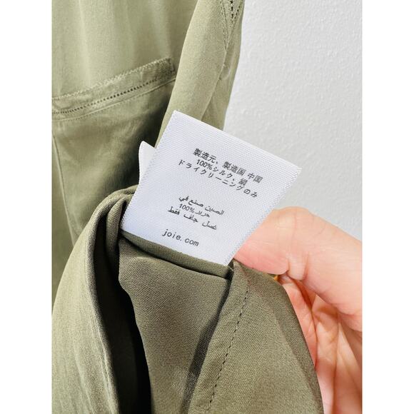 Joie Olive Green Round Neck Front Pocket Sleeveless Keyhole Back Blouse XS - Picture 8 of 12